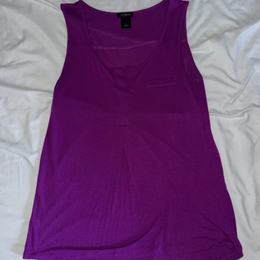 Ann Taylor Split Neck Purple Sleeveless Top SMALL